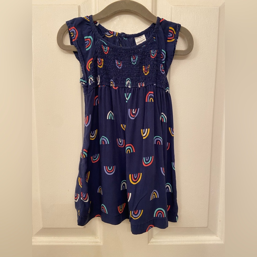 Carter's Navy Dress with Rainbow Accents